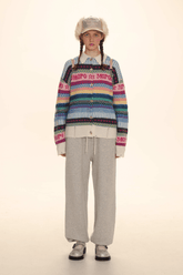 Polo Neck Colorful Stripe Fair Isle Knit Cardigan - COPPING THREADS - MOROMORO